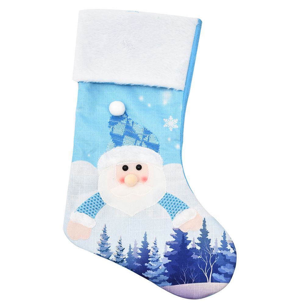 Christmas Stocking Hanging - Kaus Kaki Natal Rajut Biru Besar