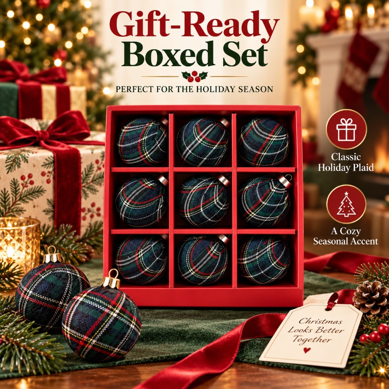 Gift Box Wrap Set - 9 buah hiasan bola Natal berbentuk