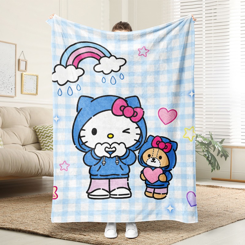 Christmas Throw Blanket - Selimut Sanrio Hello Kitty Bear Plaid