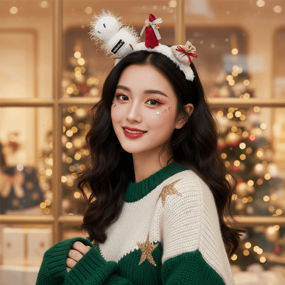 Reindeer Antlers Headband - Bando Natal Tekstur Lembut Warna Cerah