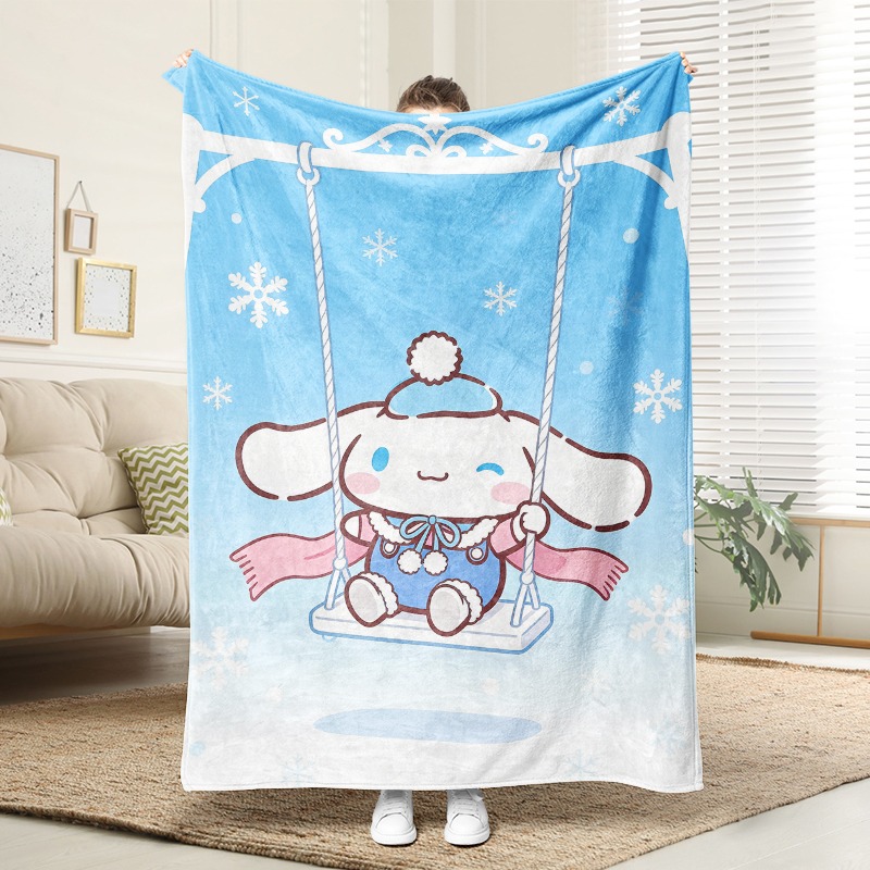 Christmas Throw Blanket - Selimut Sanrio Cinnamoroll Winter Swing, Selimut