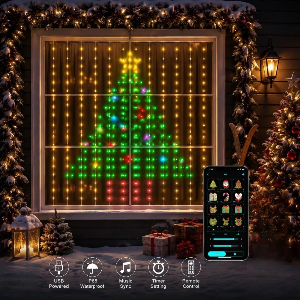 Lampu Tirai LED Pixel untuk Lu - Christmas Lights Outdoor ulasan dan harga