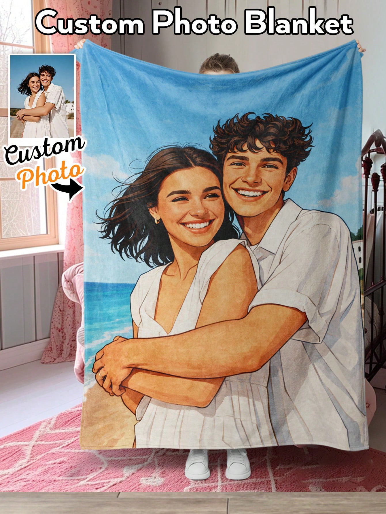Selimut Foto Gaya AI Kustom, S - Christmas Throw Blanket ulasan dan harga