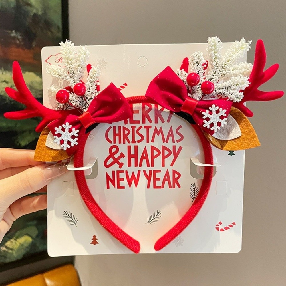 Bando Rambut Beludru Merah den - Reindeer Antlers Headband ulasan dan harga