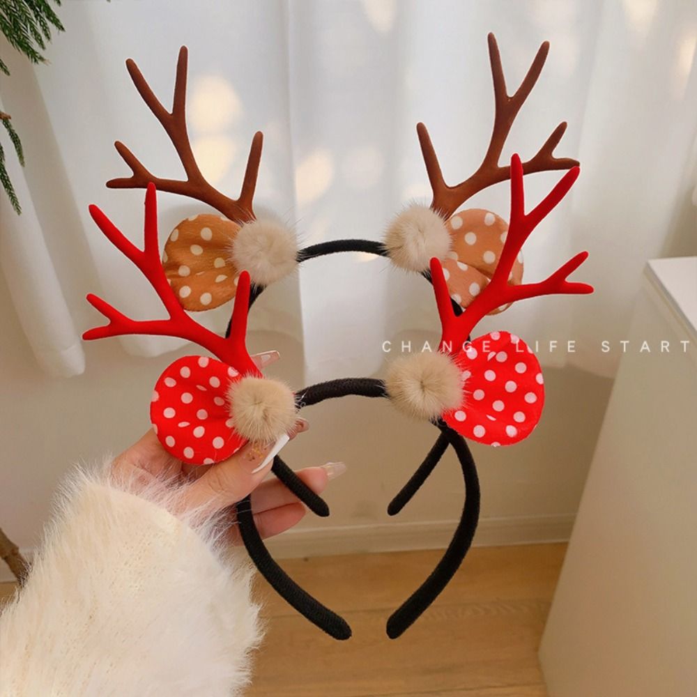 Bando Natal Berkilau Motif Rus - Reindeer Antlers Headband ulasan dan harga
