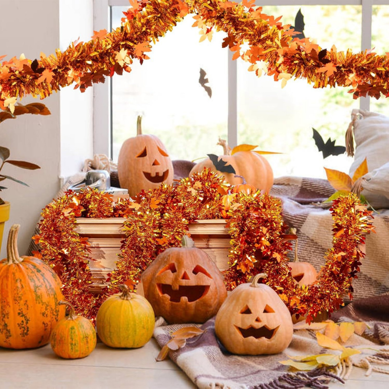 2pcs Hiasan Daun Maple Musim G - Tinsel Garland Decoration ulasan dan harga