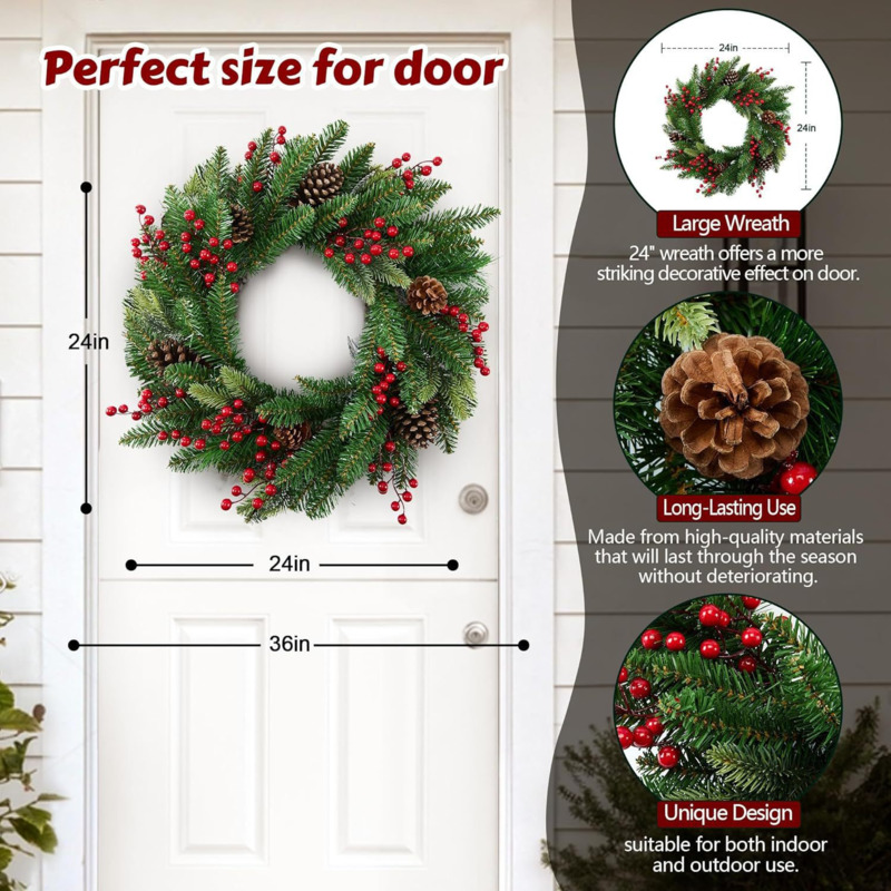 Karangan Bunga Natal Buatan 50 - Christmas Wreath Fake ulasan dan harga