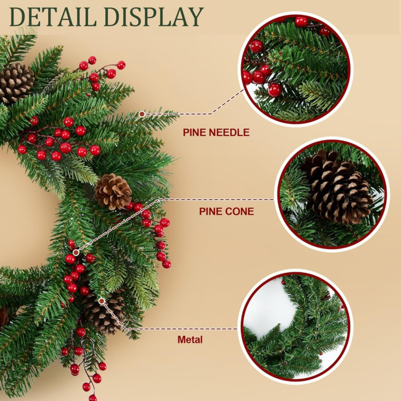 Karangan Bunga Natal Buatan 50 - Christmas Wreath Fake ulasan dan harga