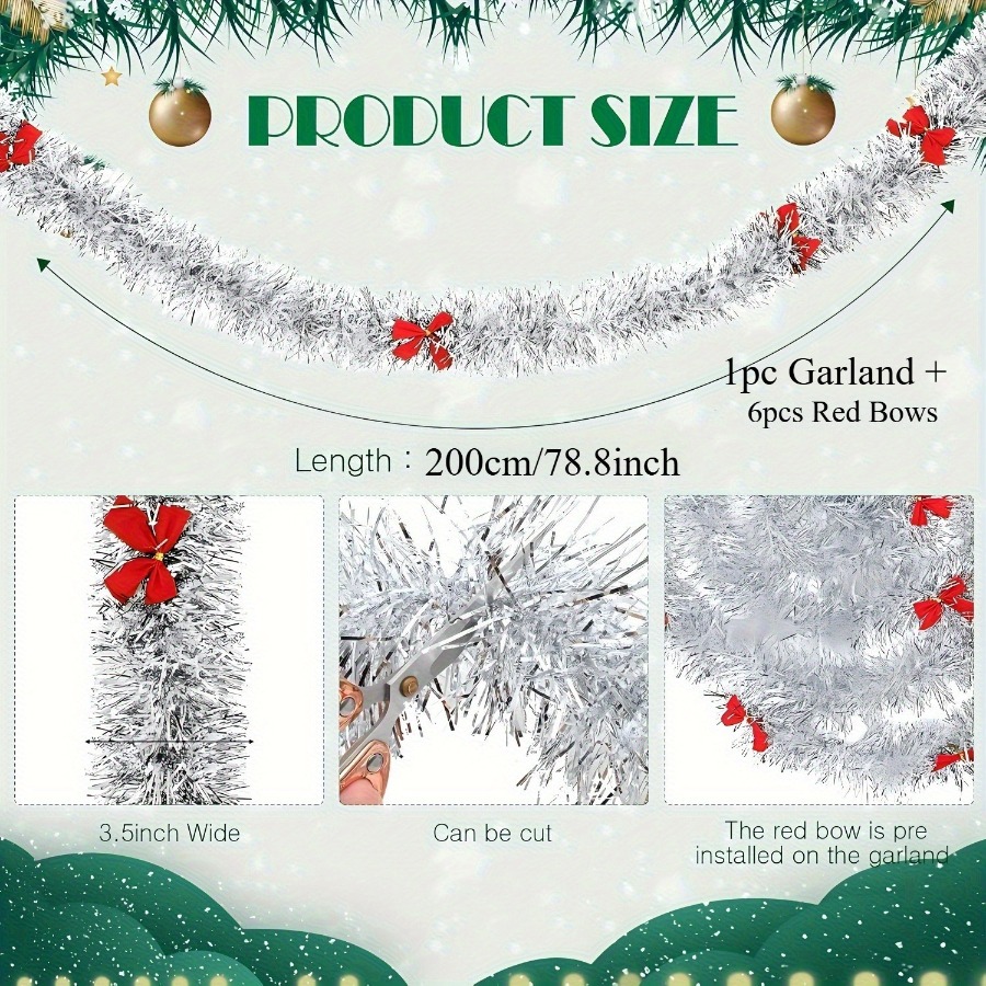 Rangkaian Hiasan Natal dengan  - Tinsel Garland Decoration ulasan dan harga