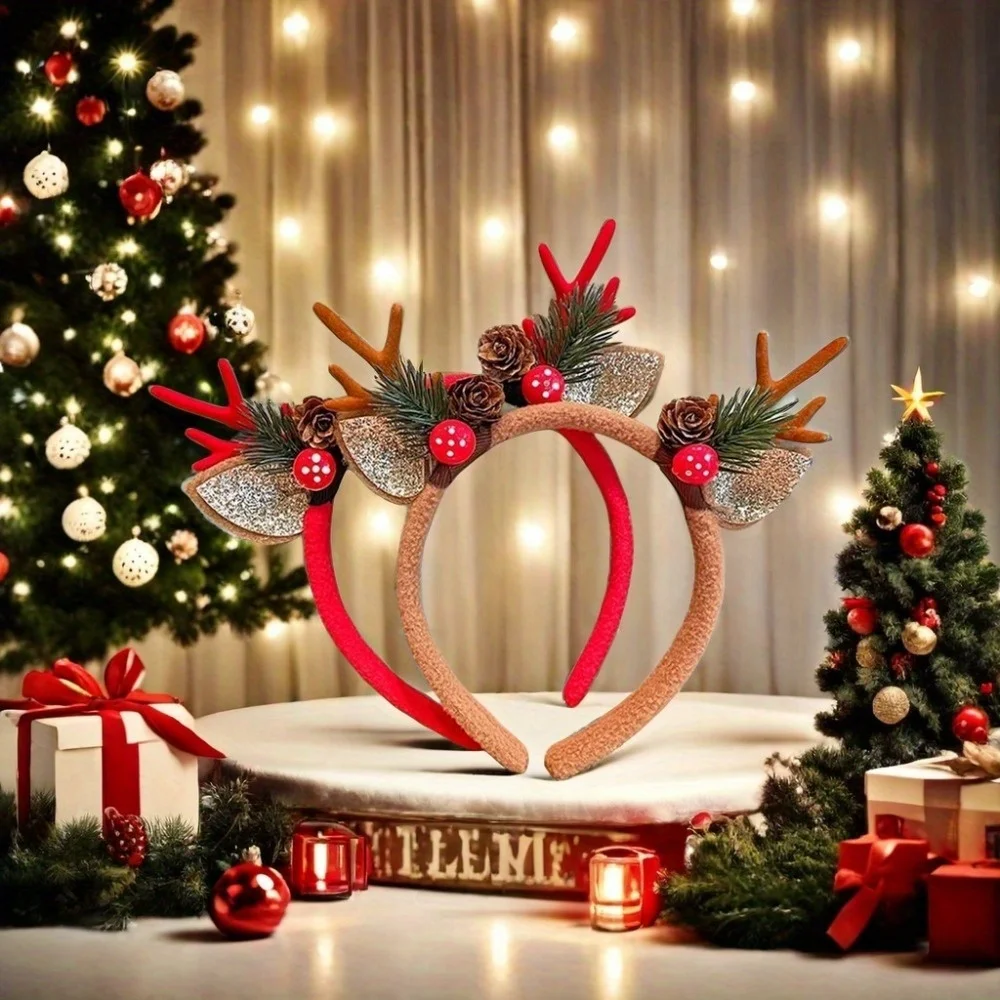 1 Buah Ikat Kepala Natal Perle - Reindeer Antlers Headband ulasan dan harga