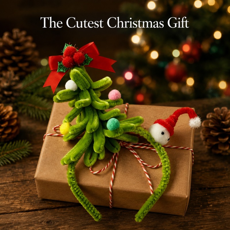 Bando Natal Pohon Natal Pom Po - Ribbon Bow Gift ulasan dan harga