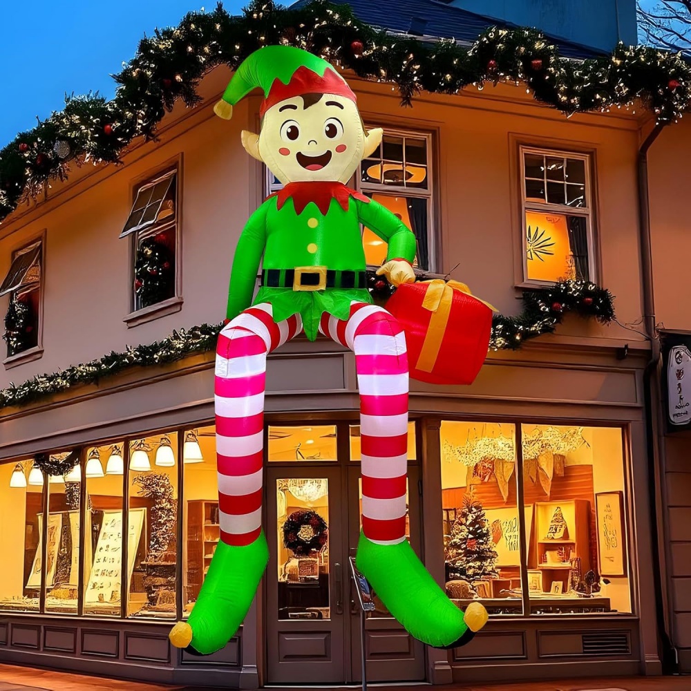 8FT Dekorasi Elf Duduk Tiup Na - Christmas Lights Outdoor ulasan dan harga