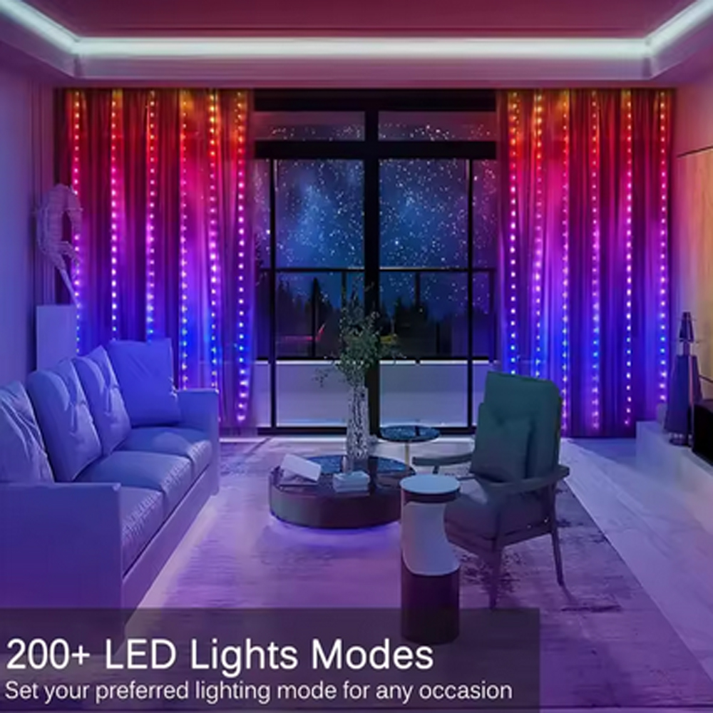 Lampu Tirai LED Pintar RGB 3M  - Christmas Lights Outdoor ulasan dan harga